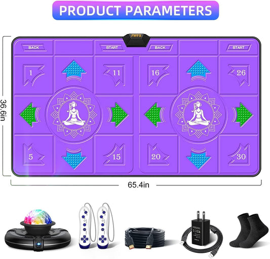 FWFX Dance Mat for Kids and Adults - Wireless Dancing Mat, Exercise & Fitness Dance Step Pad Game for TV, Musical Electronic Dance Mats with HD Camera, (Deep Purple)