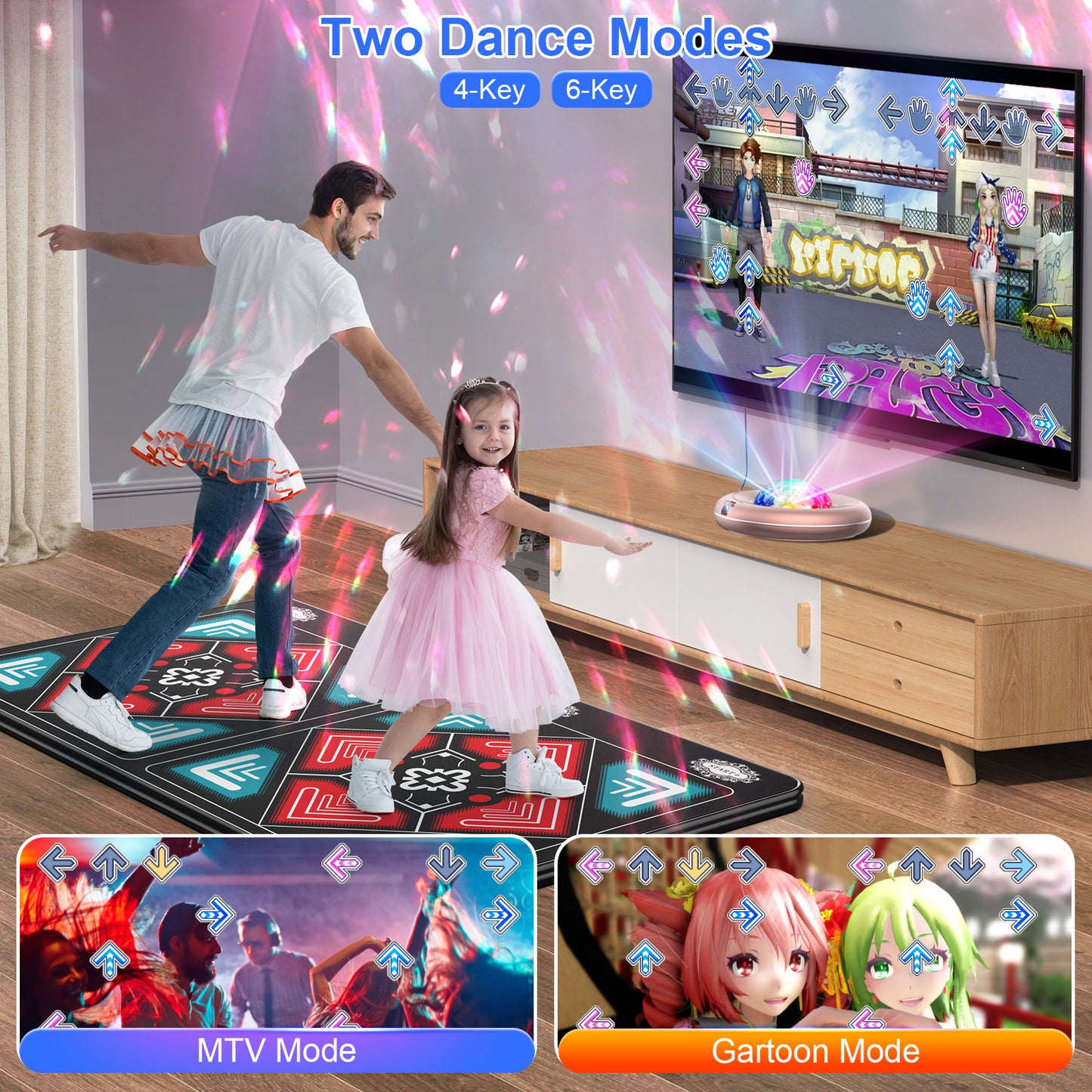 ๐
ท๐
ฐ๐
ฟ๐
ท๐
พ๐
ผ Dance Mat for Kids and Adults, Anti-Slip Wireless Musical Electronic Pad for TV & Projector, Anti-Fatigue Rug for Exercise & Games, Smart Camera & 2 Motion Controllers, Gift for Boys & Girls