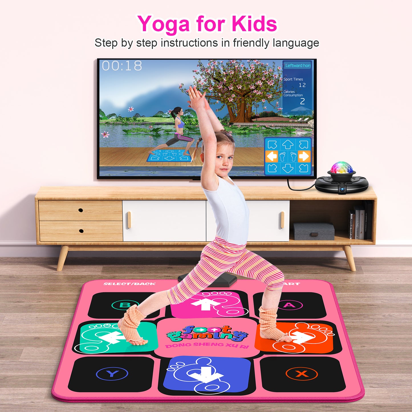 FWFX Kids Dance Mat - Wireless Music Electronic Dance Mats for Girls and Boys - Exercise Dance Pad Game for TV, Christmas Birthday Gifts for Kids Teens Students (Pink)