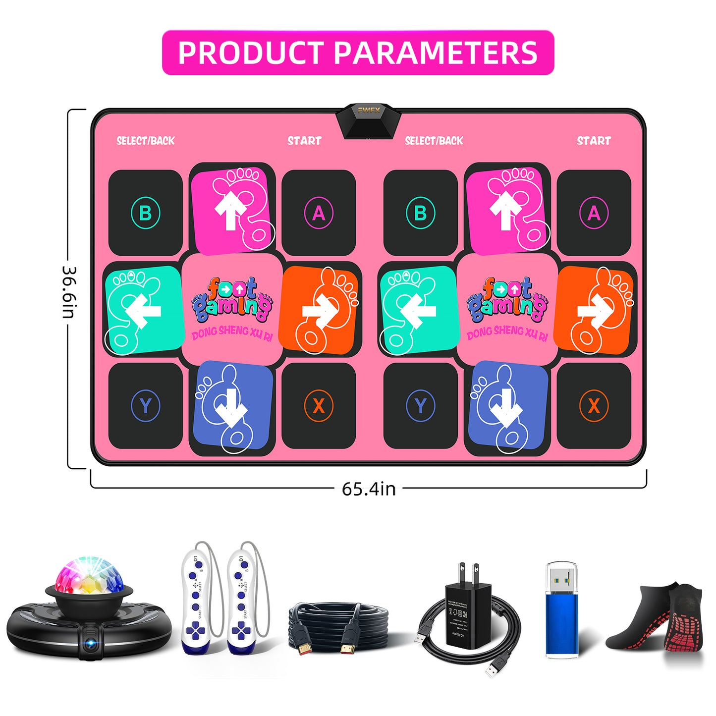 FWFX Electronic Dance Mats - Dance Mat Double Game for Kids and Adults, Wireless Musical Dancing Mat