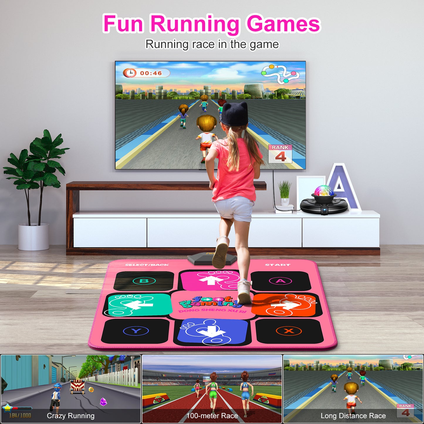 FWFX Kids Dance Mat - Wireless Music Electronic Dance Mats for Girls and Boys - Exercise Dance Pad Game for TV, Christmas Birthday Gifts for Kids Teens Students (Pink)