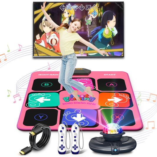 FWFX Kids Dance Mat - Wireless Music Electronic Dance Mats for Girls and Boys - Exercise Dance Pad Game for TV, Christmas Birthday Gifts for Kids Teens Students (Pink)