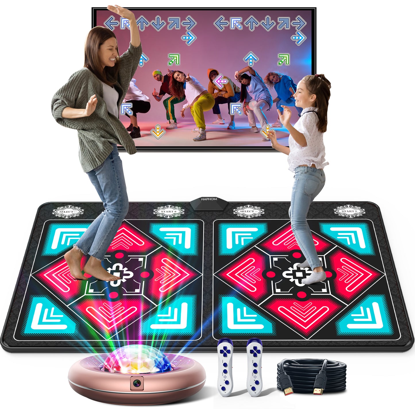 ๐
ท๐
ฐ๐
ฟ๐
ท๐
พ๐
ผ Dance Mat for Kids and Adults, Anti-Slip Wireless Musical Electronic Pad for TV & Projector, Anti-Fatigue Rug for Exercise & Games, Smart Camera & 2 Motion Controllers, Gift for Boys & Girls