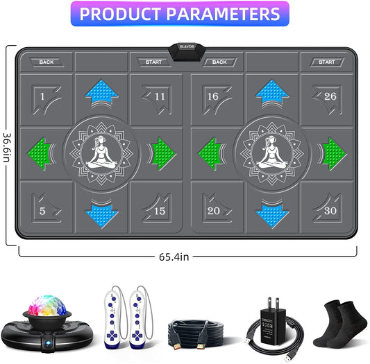 FWFX Dance Mat for Kids and Adults Musical Electronic Dance Mats with HD Camera, Double User Wireless Dancing Mat, Exercise & Fitness Dance Step Pad Game for TV, Toys Gift for Girls & Boys Ages 6+