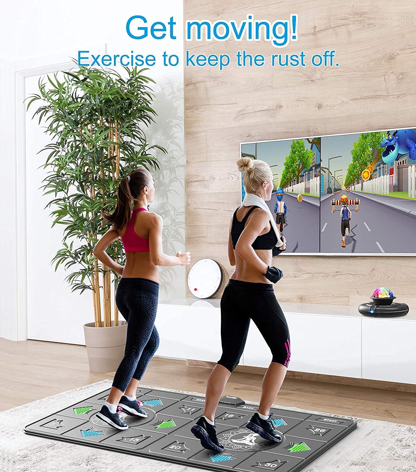 FWFX Dance Mat for Kids and Adults Musical Electronic Dance Mats with HD Camera, Double User Wireless Dancing Mat, Exercise & Fitness Dance Step Pad Game for TV, Toys Gift for Girls & Boys Ages 6+