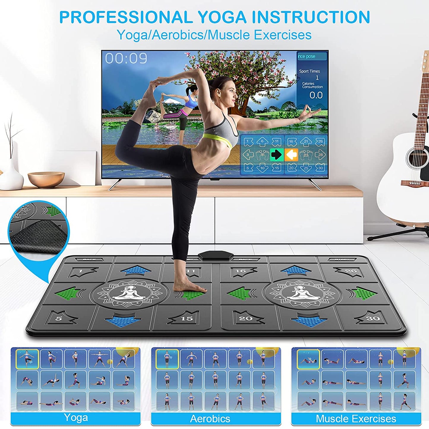FWFX Dance Mat for Kids and Adults Musical Electronic Dance Mats with HD Camera, Double User Wireless Dancing Mat, Exercise & Fitness Dance Step Pad Game for TV, Toys Gift for Girls & Boys Ages 6+