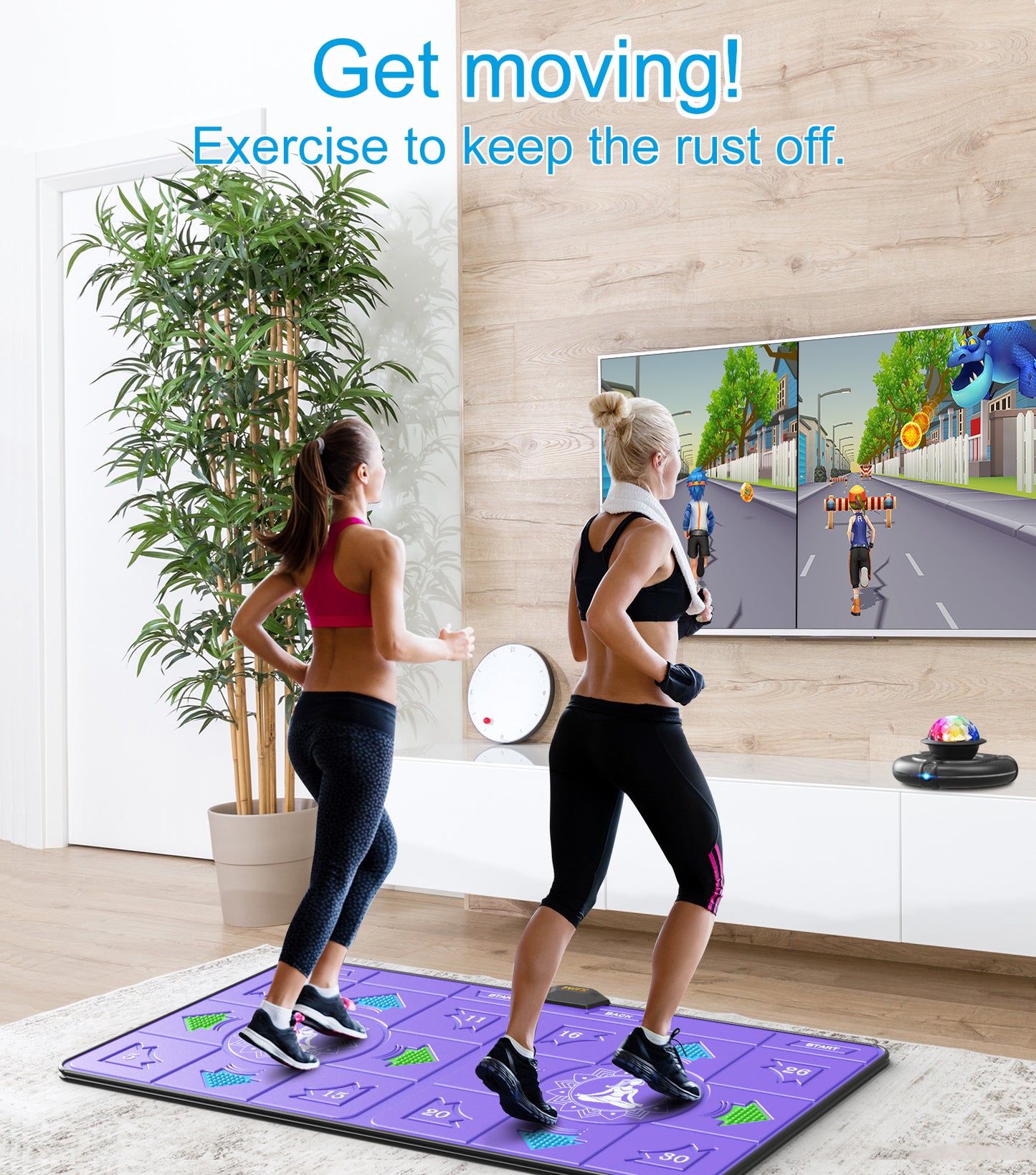 FWFX Dance Mat Games for TV - Wireless Musical Electronic Dance Mats with HD Camera, Double User Exercise Fitness Non-Slip Dance Step Pad Dancing Mat for Kids & Adults, Gift for Boys & Girls