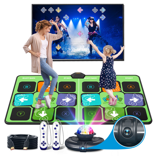 FWFX Electronic Dance Mats - Dance Mat Double Game for Kids and Adults, Wireless Musical Dancing Mat (Green, 36.6" x65.4")