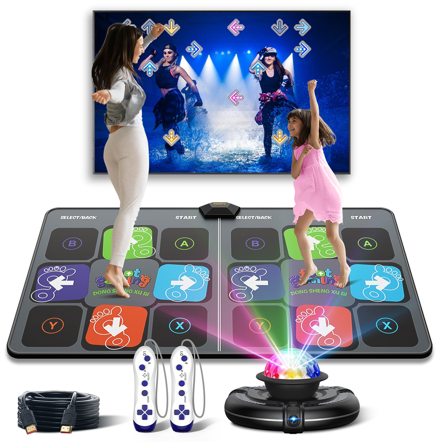 FWFX Dance Mat Games for TV - HDMI Wireless Musical Electronic Dance Mats with HD Camera, Double User Exercise Fitness Non-Slip Dance Step Pad Dancing Mat for Kids & Adults, Gift for Boys & Girls