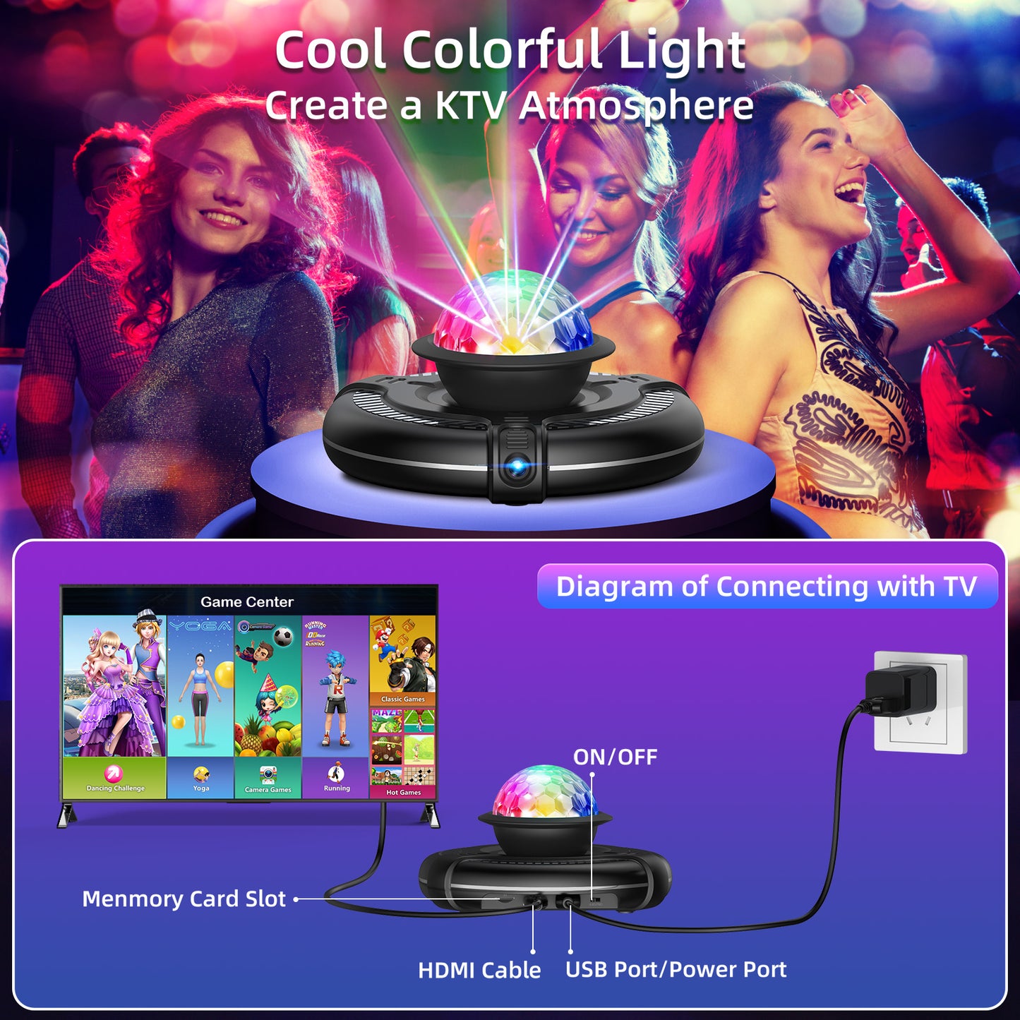 FWFX Dance Mat Games for TV - Wireless Musical Electronic Dance Mats with HD Camera, Double User Exercise Fitness Non-Slip Dance Step Pad Dancing Mat for Kids & Adults, Gift for Boys & Girls