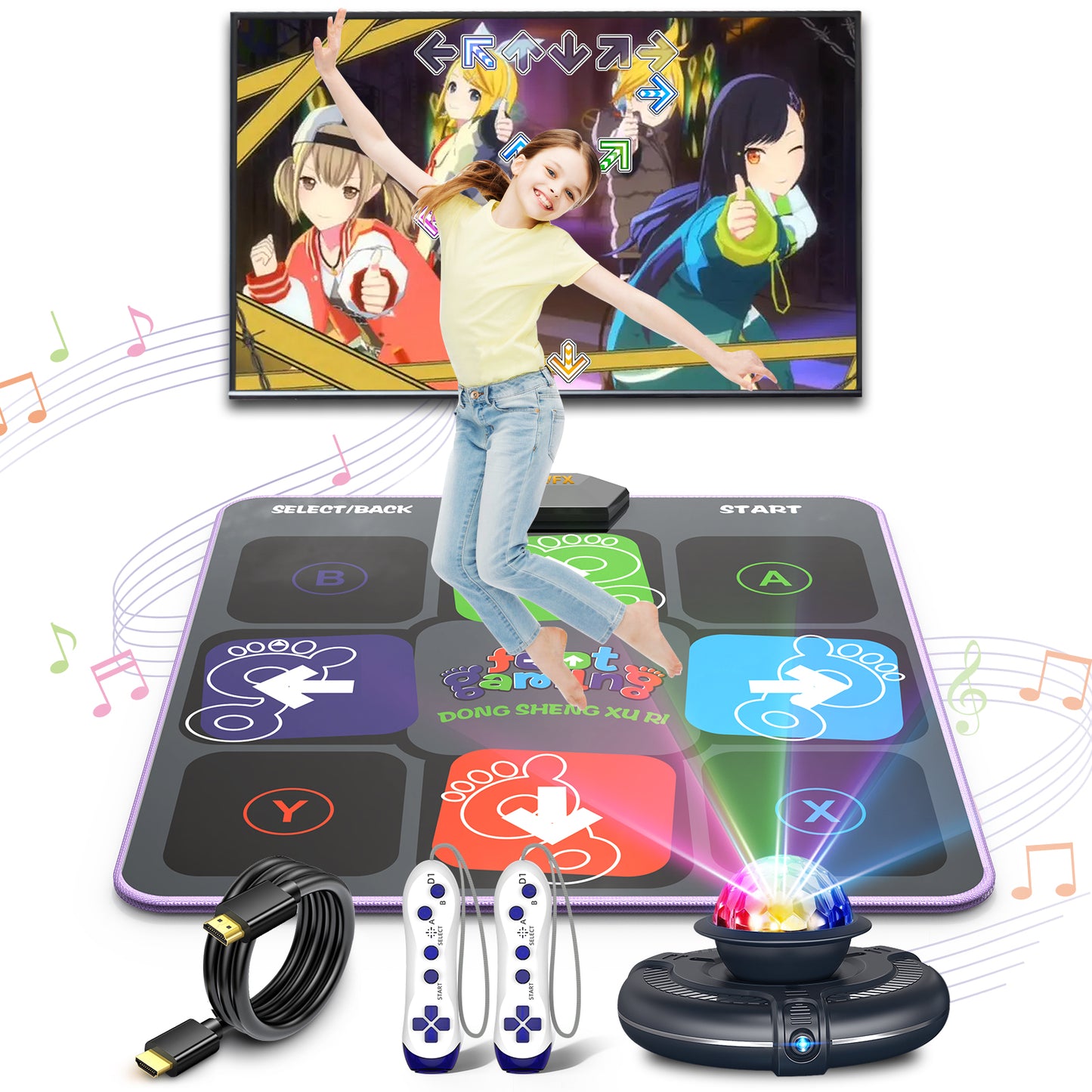 FWFX Kids Dance Mat Toys - Wireless Music Electronic Dance Mats for Kids and Adults - Exercise Dance Pad Game for TV, Birthday Gifts for 4 5 6 7 8 9 10+ Year Old Boys & Girls