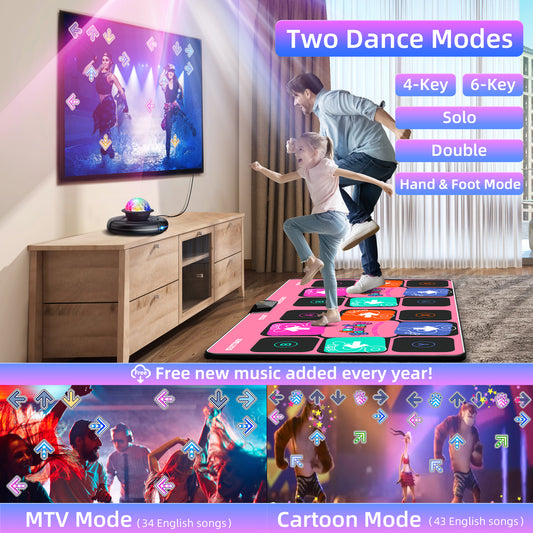 FWFX Electronic Dance Mats - Dance Mat Double Game for Kids and Adults, Wireless Musical Dancing Mat