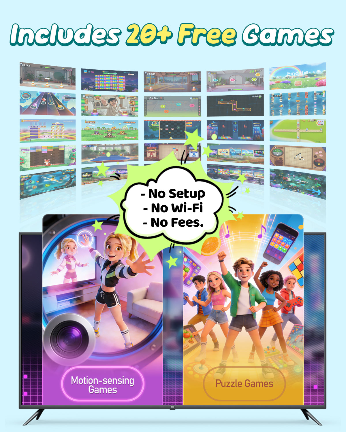 FWFX Kids Video Game Console - AR Motion & Active Play System for TV