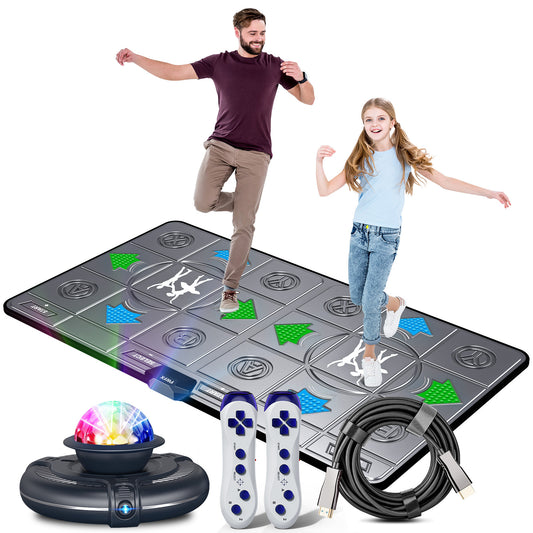 FWFX Wireless Dance Mat for Kids & Adults, Interactive TV Game System with Fitness Dance Pad, Plug & Play Indoor Sports Games for Family Fun(Deep Grey)