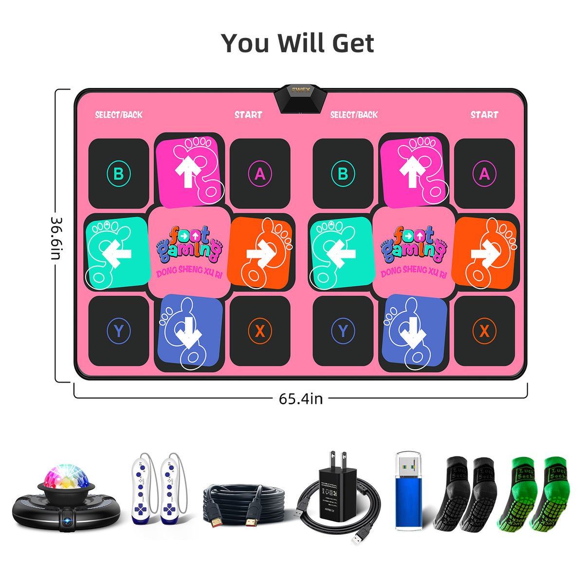 FWFX Electronic Dance Mats - Dance Mat Double Game for Kids and Adults, Wireless Musical Dancing Mat