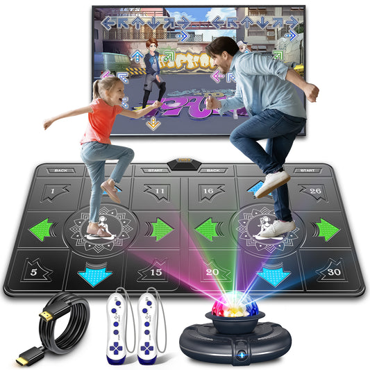 FWFX Dance Mat  for Kids & Adults, Interactive TV Fitness System for Family | Plug & Play Offline, 2-Player Dance & Sports Games, Preloaded, Expandable Music, Wireless Dance Pad for Home Workout & Gift