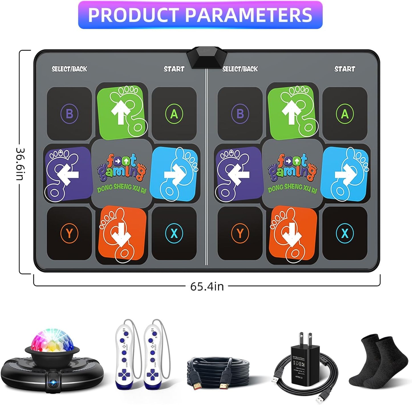 FWFX Dance Game Mat for Kids and Adults, Interactive TV Home Gym System | Plug & Play Offline, 2-Player, Dance & Sports Games, Preloaded, Expandable Music, Christmas Gift for Family Game & Playdates
