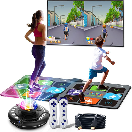 Electronic Dance Game Mat - Interactive Home Gym System & Exercise Mat with Music for Kids, Adults, Family Fitness, Indoor Workout, Fun Physical Activity, Sports & Game Room