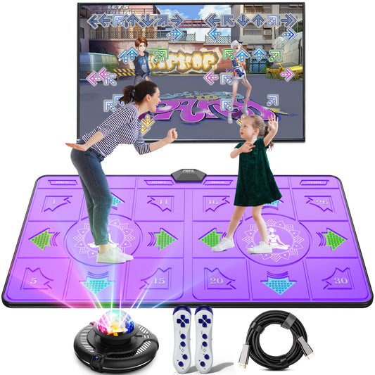 FWFX Dance Mat for Kids and Adults - Wireless Dancing Mat, Exercise & Fitness Dance Step Pad Game for TV, Musical Electronic Dance Mats with HD Camera, (Deep Purple)