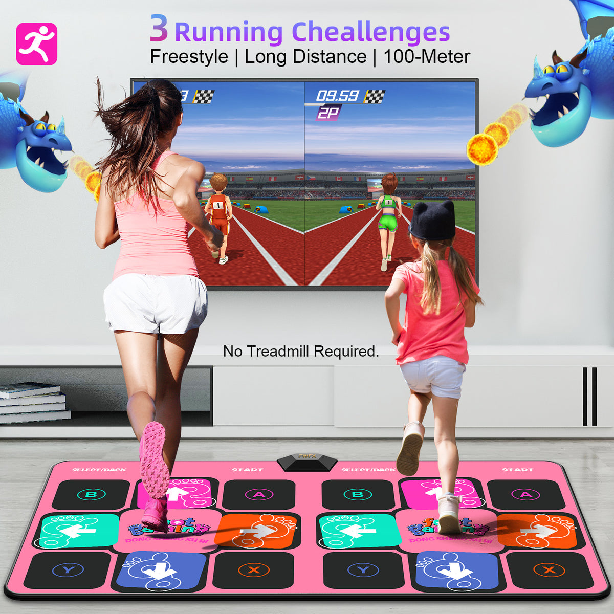 FWFX Electronic Dance Mats - Dance Mat Double Game for Kids and Adults, Wireless Musical Dancing Mat