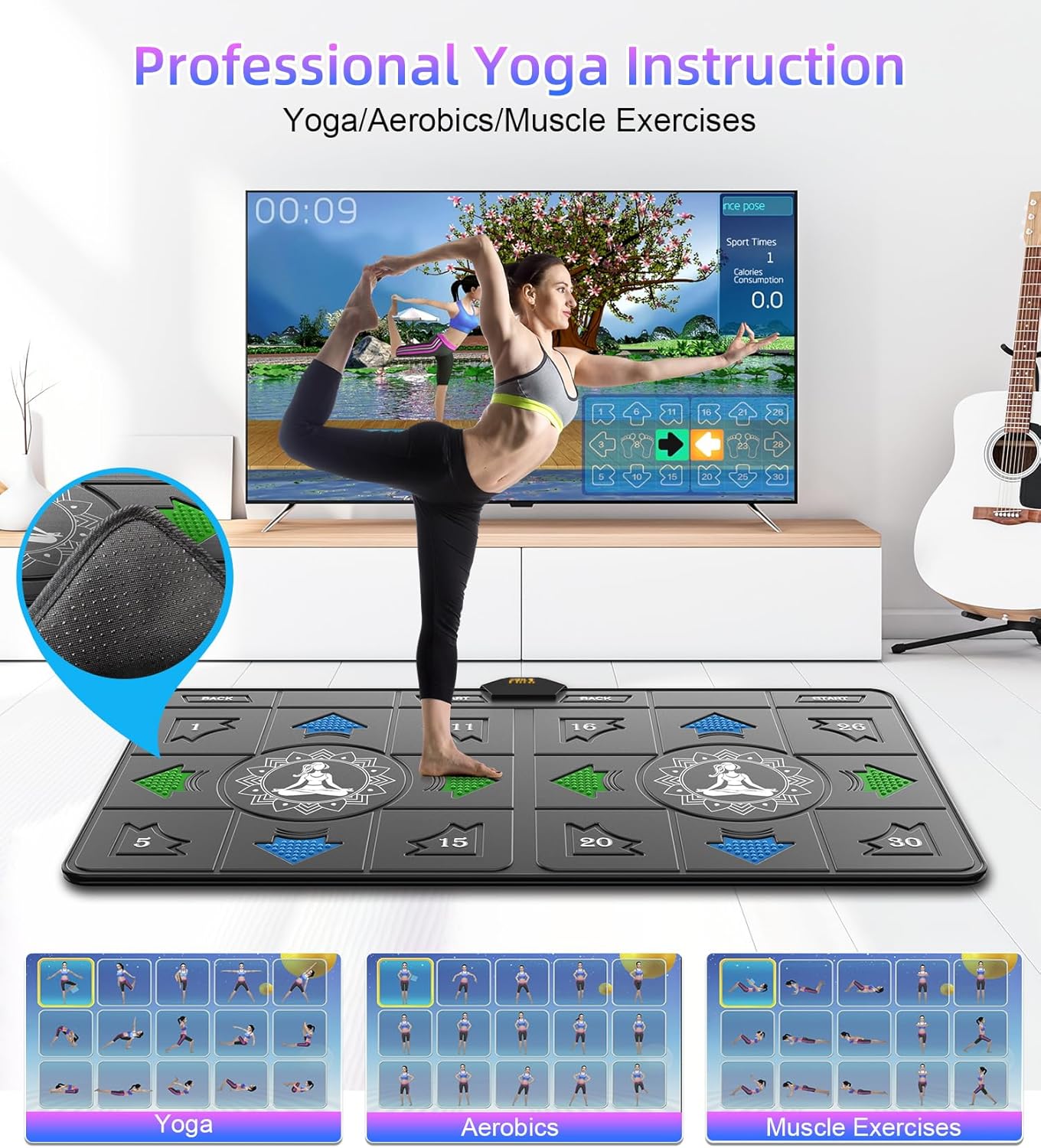 FWFX Dance Mat  for Kids & Adults, Interactive TV Fitness System for Family | Plug & Play Offline, 2-Player Dance & Sports Games, Preloaded, Expandable Music, Wireless Dance Pad for Home Workout & Gift