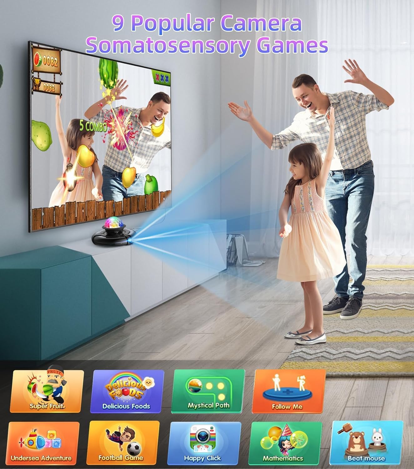FWFX Wireless Dance Mat for Kids and Adults, Exercise Dance Pad Game for TV | Plug & Play, 2-Player, Multi-functional, Fun Family Fitness, Active Play Game, Expandable Music, No Wi-Fi, Thick PU Workout Mat