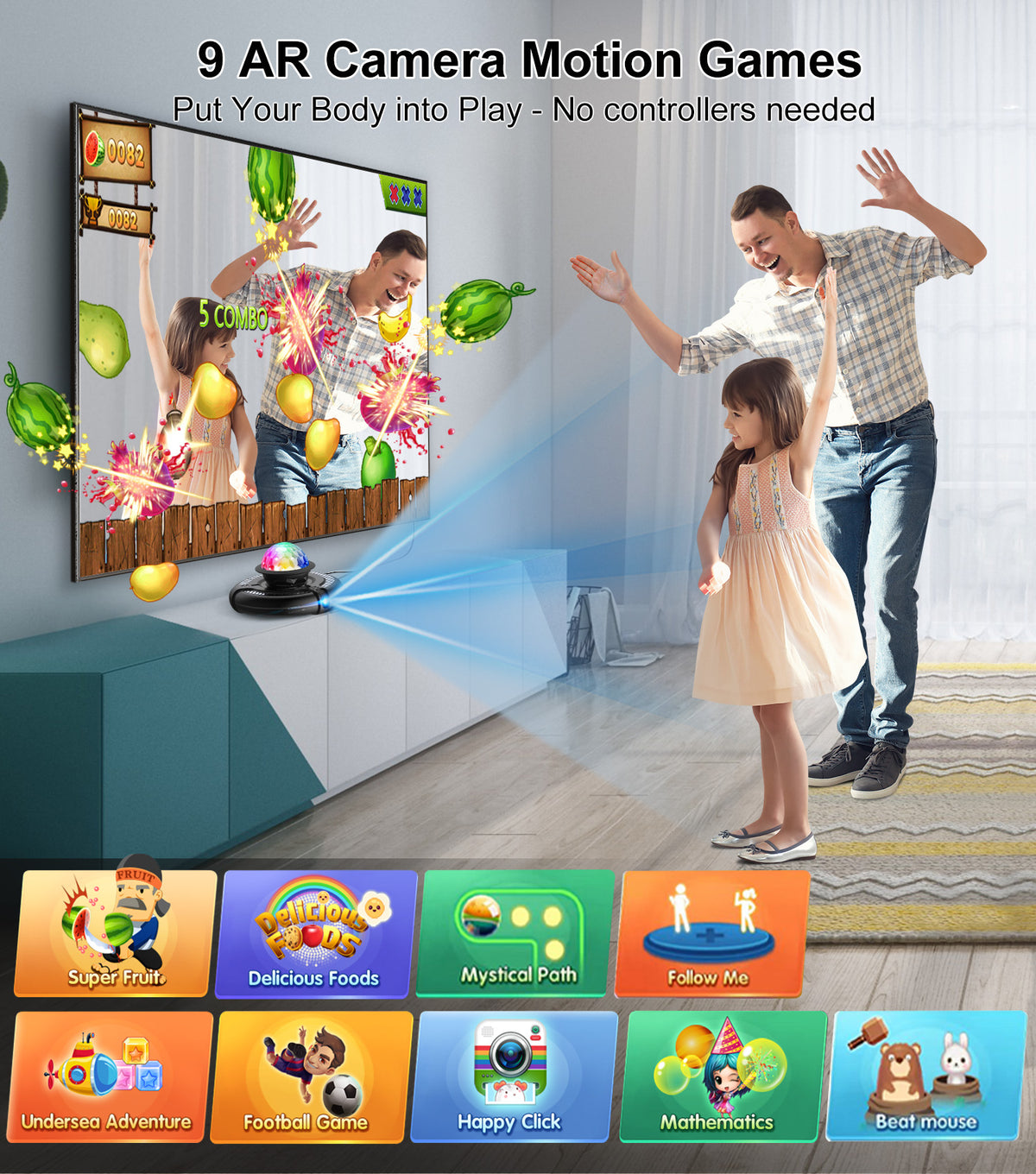 FWFX Dance Mat  for Kids & Adults, Interactive TV Fitness System for Family | Plug & Play Offline, 2-Player Dance & Sports Games, Preloaded, Expandable Music, Wireless Dance Pad for Home Workout & Gift