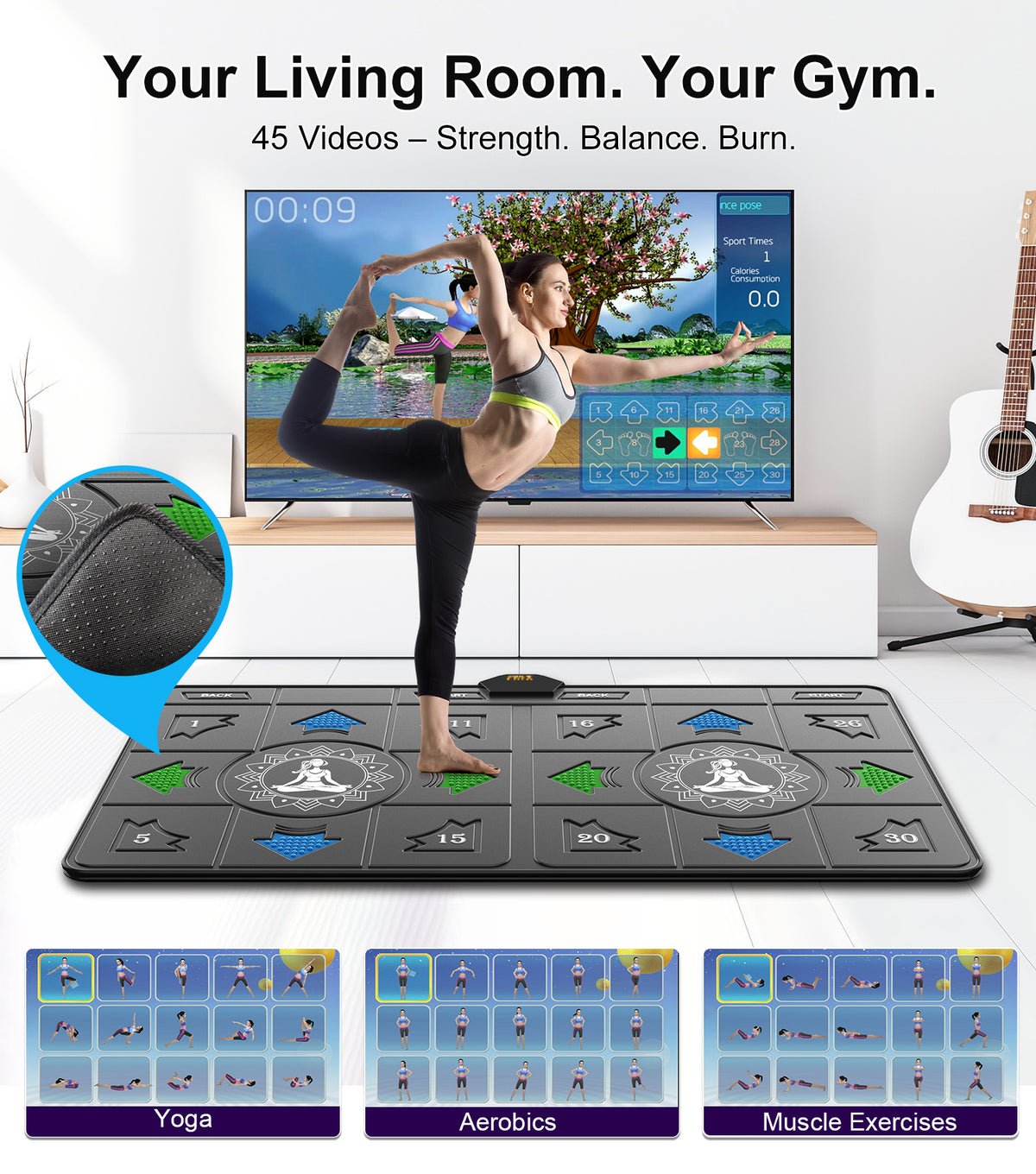 FWFX Dance Mat  for Kids & Adults, Interactive TV Fitness System for Family | Plug & Play Offline, 2-Player Dance & Sports Games, Preloaded, Expandable Music, Wireless Dance Pad for Home Workout & Gift