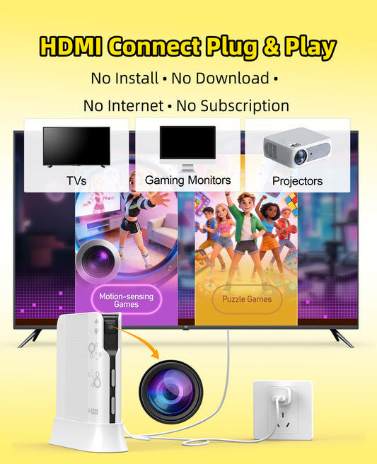 FWFX Kids Video Game Consoles for TV - Plug and Play Motion Sensor Games with Active Play System for Indoor Physical Activity, Interactive Fun for Boys Girls, Family Game Night & Birthday Gifts