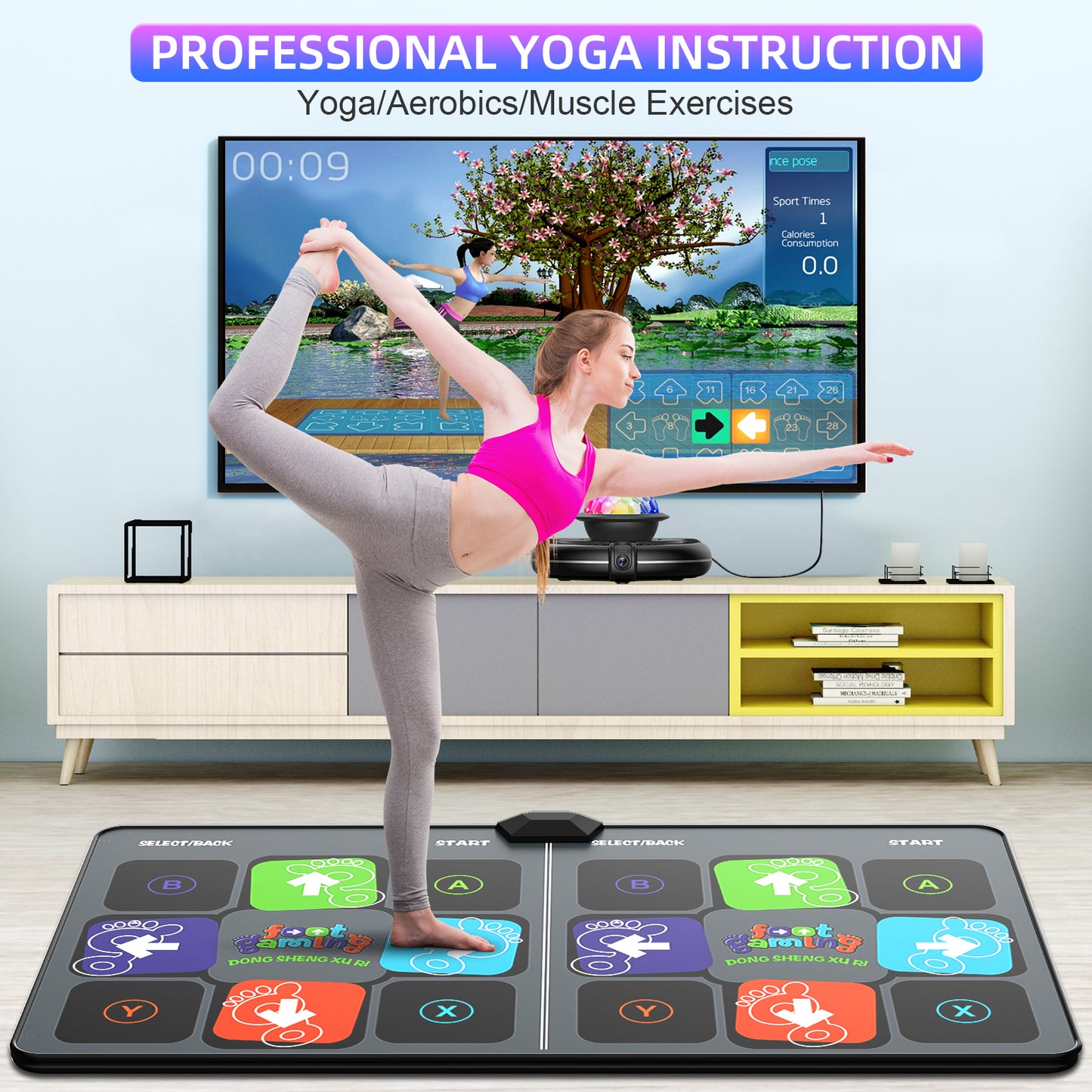 FWFX Dance Game Mat for Kids and Adults, Interactive TV Home Gym System | Plug & Play Offline, 2-Player, Dance & Sports Games, Preloaded, Expandable Music, Christmas Gift for Family Game & Playdates