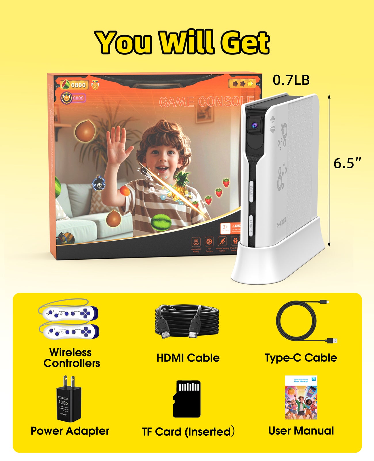 FWFX Kids Video Game Consoles for TV - Plug and Play Motion Sensor Games with Active Play System for Indoor Physical Activity, Interactive Fun for Boys Girls, Family Game Night & Birthday Gifts