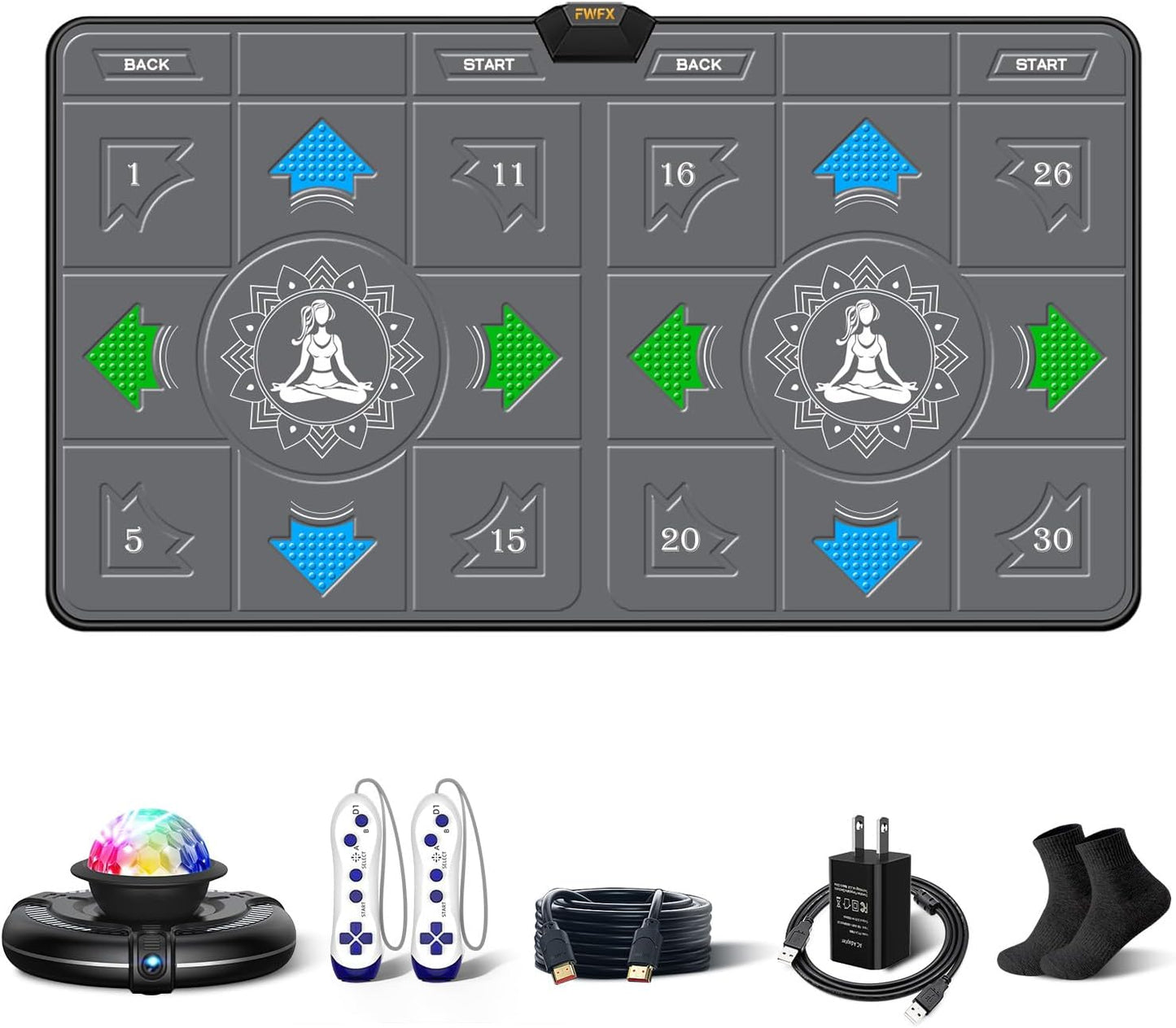 FWFX Wireless Dance Mat for Kids & Adults, Interactive TV Game System with Fitness Dance Pad, Plug & Play Indoor Sports Games for Family Fun(Deep Grey)