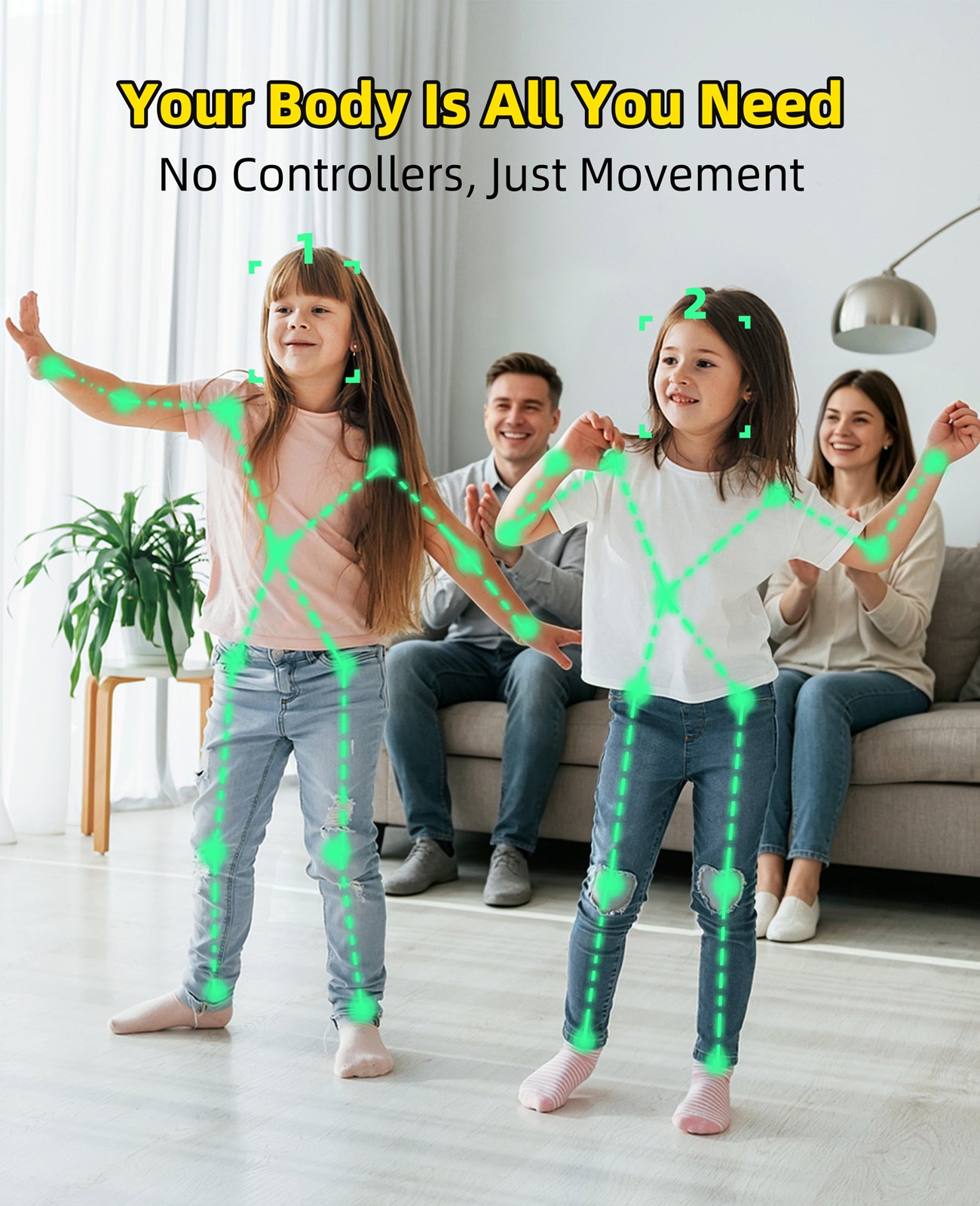 FWFX Kids Video Game Console - Plug and Play AR Motion Sensing Games for TV, Indoor Active Play System, Interactive Fun for Boys Girls, Family Game Night, Parties, Playdates, Gift Ages 4-12
