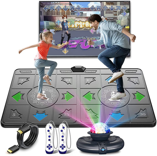 FWFX Dance Mat for Kids and Adults Musical Electronic Dance Mats with HD Camera, Double User Wireless Dancing Mat, Exercise & Fitness Dance Step Pad Game for TV, Toys Gift for Girls & Boys Ages 6+