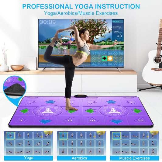 FWFX Dance Mat Games for TV - Wireless Musical Electronic Dance Mats with HD Camera, Double User Exercise Fitness Non-Slip Dance Step Pad Dancing Mat for Kids & Adults, Gift for Boys & Girls