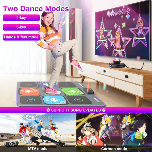 FWFX Kids Dance Mat Toys - Wireless Music Electronic Dance Mats for Kids and Adults - Exercise Dance Pad Game for TV, Birthday Gifts for 4 5 6 7 8 9 10+ Year Old Boys & Girls